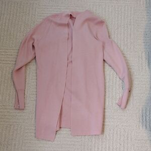 Cyrus Blush Pink Longline Open-Front Cardigan